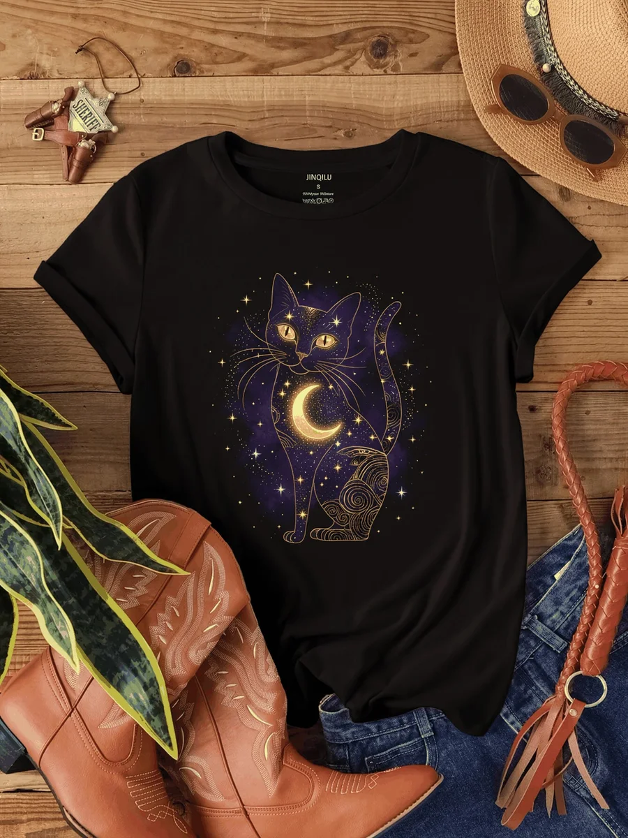 星月猫咪印花的成衣原图