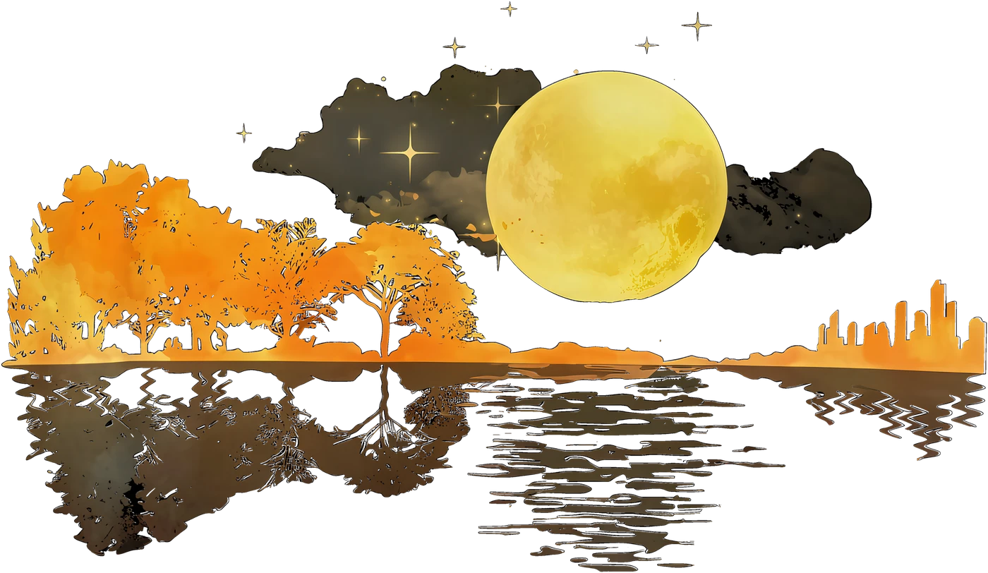 提取后的金色月夜透明图案
